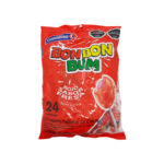 Bom Bom Bum - Rojo sabor Fresa - Chupeta rellena de chicle - 24 Unidades Neto 480 g