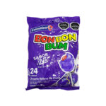 Bom Bom Bum - Sabor Uva - Chupeta rellena de chicle - 24 Unidades Neto 480 g